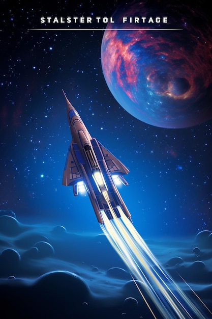 Фото На плакате мероприятия изображен боевой корабль в космическом пространстве в стиле гиперцветных снов.