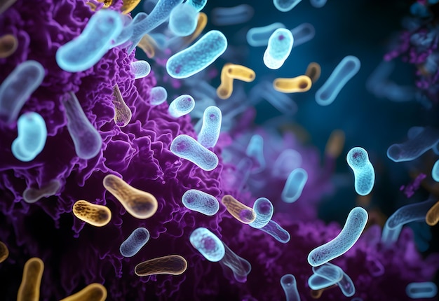 Photo the_purple_bacterial_strains_are_near_a_dark_background