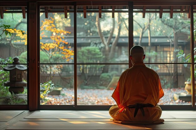 写真 静かな聖域で 禅僧の生活様式の シンプルな静けさ