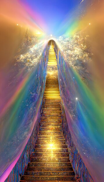 写真 天国への階段は作者の絵です。