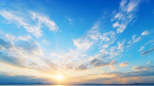 写真 太陽が水面の上に沈んでいます