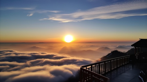 写真 太陽は雲の上に昇る