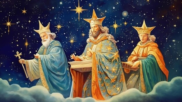 사진 동양의 세 마법사, 오리엔트 왕, 에피파니 축제, 세 지혜로운 사람, 일러스트레이션, 멜키오르, 카스파르, 발타사르