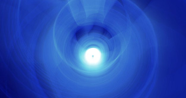 Фото Туннель гладкий из разноцветных синих движущихся световых полос волн и лучей энергии.