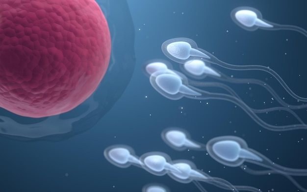 写真 精子と卵細胞の結合 3 d レンダリング