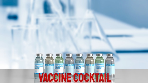 백신 칵테일 개념 3d 렌더링을 위한 백신 Covid 19