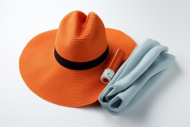 Фото Живое путешествие история о оранжевой шляпе и синем шарфе на белой или прозрачной поверхности png прозрачный фон