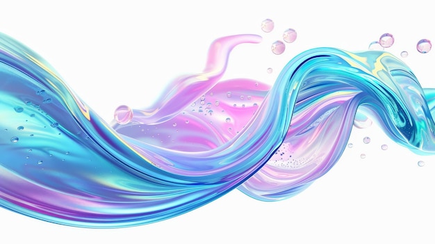 Фото Волна моющего средства, поток мыла, пузырьки и светящиеся кривые создают абстрактный 3d-элемент дизайна движения.