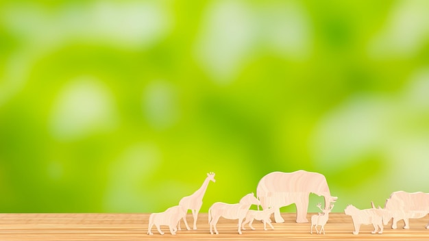 사진 야생 생물 종 3d 렌더링을 위한 나무 동물 접시