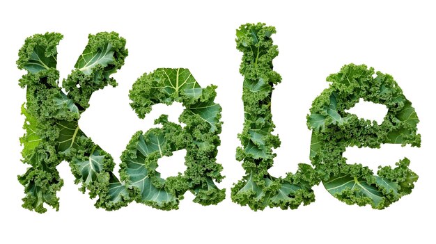 Фото Слово капуста, состоящее из целых зеленых листьев капусты, выделенных на прозрачном фоне