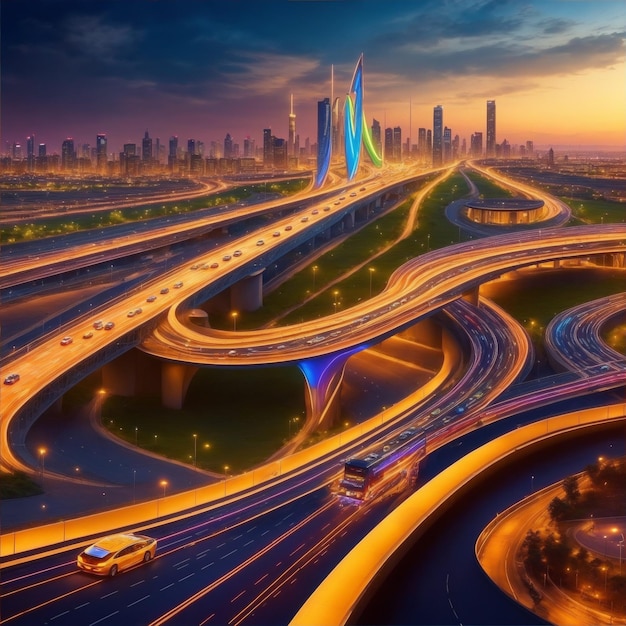 Фото Самая продвинутая в мире супер высокоскоростная супер автомагистраль удивительная роскошь визуально ошеломляющая красочная