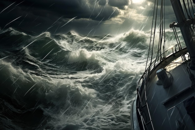 Фото Яхта попала в океанский шторм.