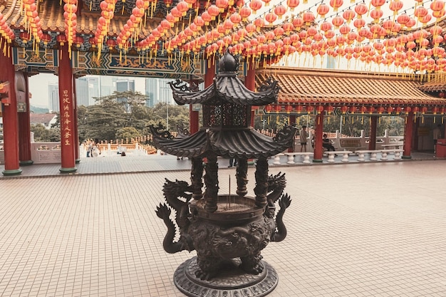 Thean Hou tempel buiten detail traditionele Chinese tempel in Kuala Lumpur Maleisië