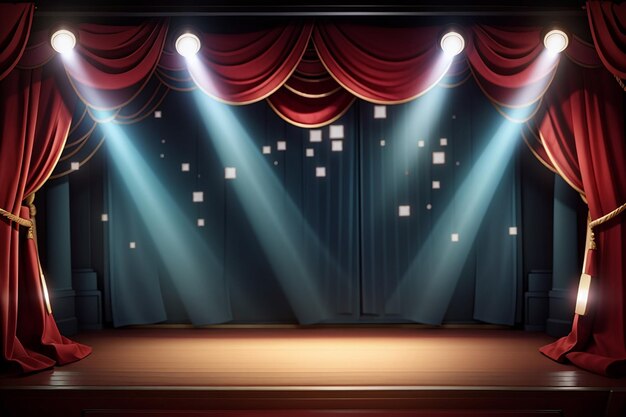 Theater cinema curtains with focus light vector illustration