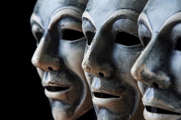 Photo theater masks with dark background still life