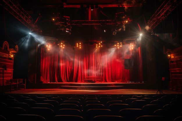 Theater stage light background with spotlight illuminated the stage for opera performance Empty