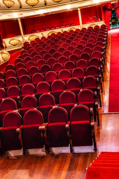 Theater stalls Rows of red velvet seats