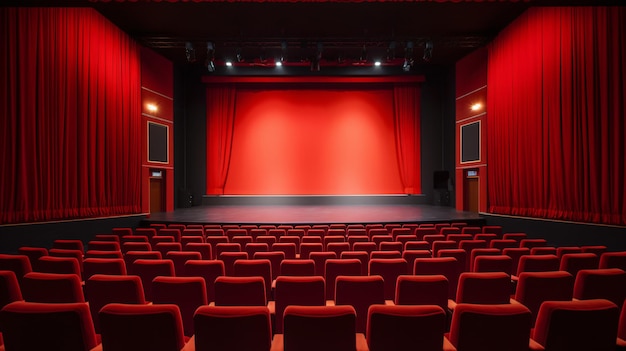 Theater with red chair seats