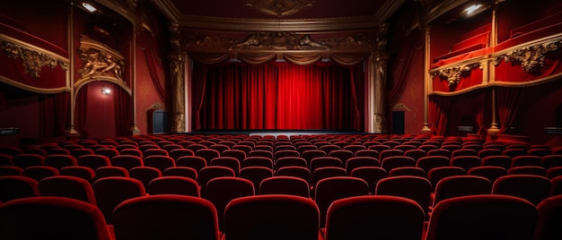 Theater with red chair seats