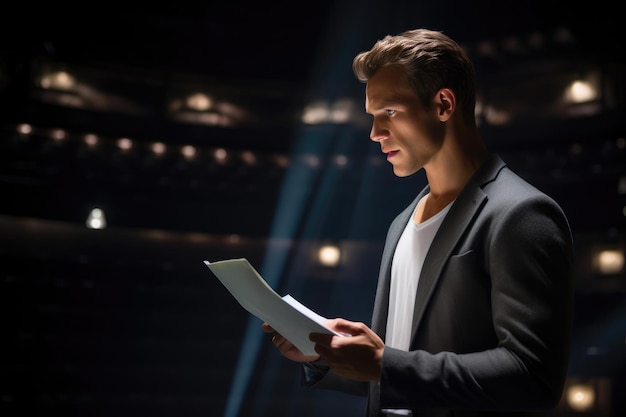 Theatre Actor Studying Lines Before the Show