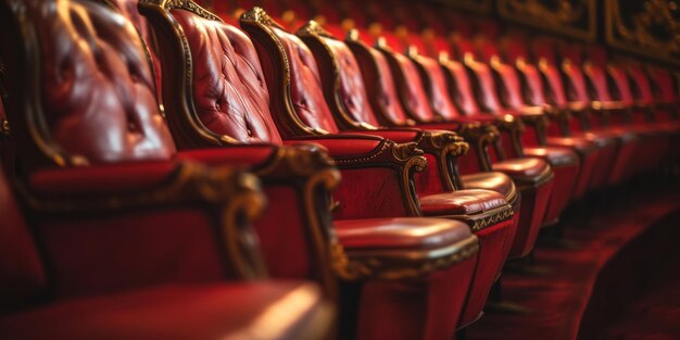 Foto sala del teatro con file di sedili di velluto rosso