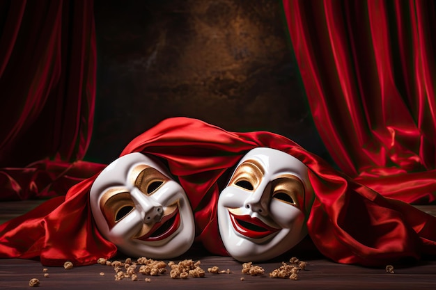 劇場 の マスク 劇 や 喜劇 は ドラマチック な 囲気 で 展開 さ れ て い ます