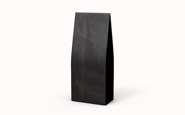 Thee of koffie zwarte papieren verpakking zak geïsoleerd op witte achtergrond 3D-rendering