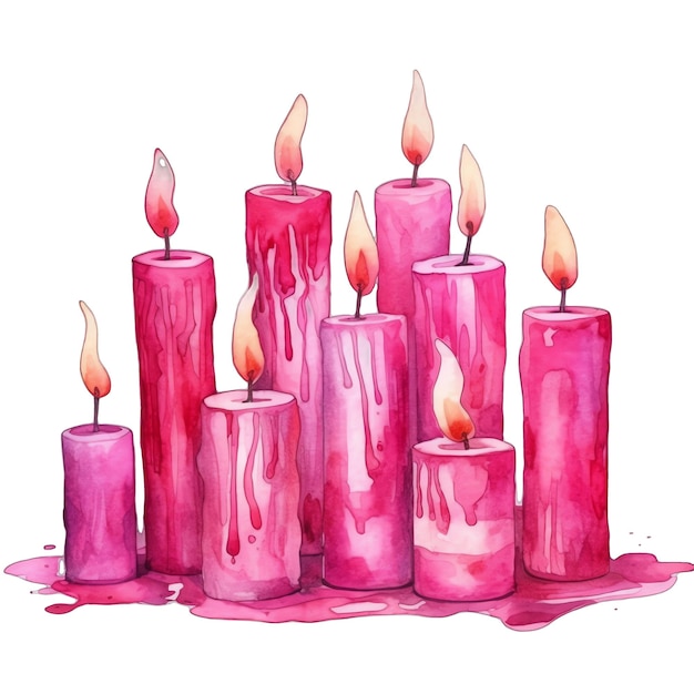 Theekransje roze kleurrijke kaarsen aquarel illustratie theekransje clipart