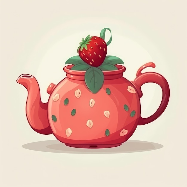 Theepot in aardbeivorm Illustratie Generatieve AIxA