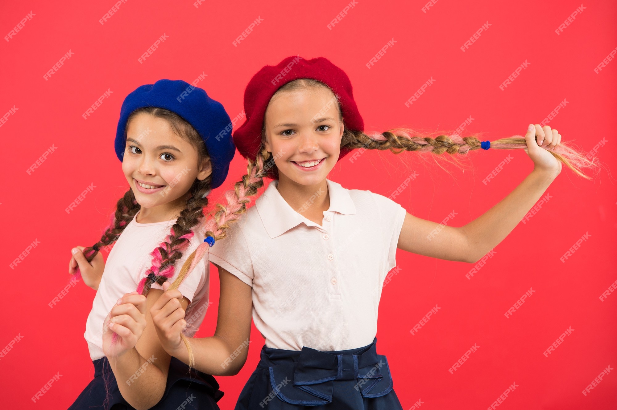 Premium Photo | Their own style. french style girls. cute girls having the same hairstyle. small children with long hair plaits. fashion girls with tied hair into braids. little kids wearing stylish Premium Photo | Their own style. french style girls. cute girls having the same hairstyle. small children with long hair plaits. fashion girls with tied hair into braids. little kids wearing stylish