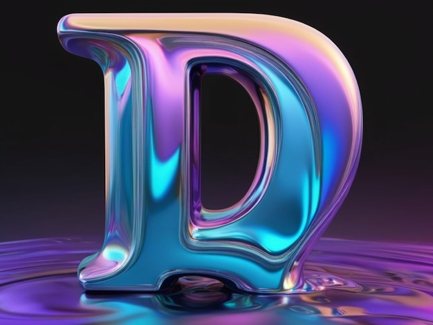 Foto theletter 3d vloeibare abstracte metalen holografie