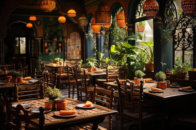 Foto ristorante tematico cultura e cucina in perfetta armonia ia generativa