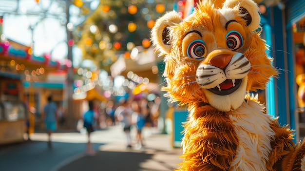 Theme Park Mascotte die bezoekers van het park vermaakt