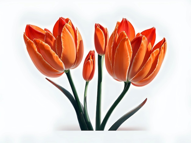 Тематические оранжевые пламенные тюльпаны AI Generative