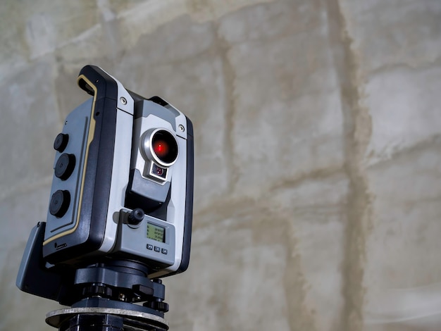 Theodolite at underground railway tunnel construction work