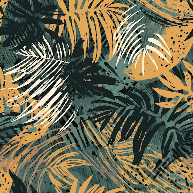 Theoretical palm takes off filled with animal print Seamless pattern AI Generated