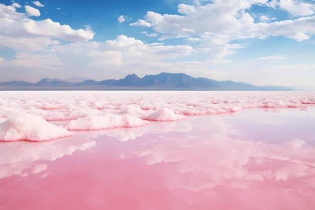 Терапевтический розовый соленый озеро спа Generate Ai