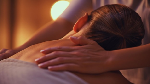 Therapie voor diepe weefselmassage Vrouwrug gemasseerd door therapeut Generative AI