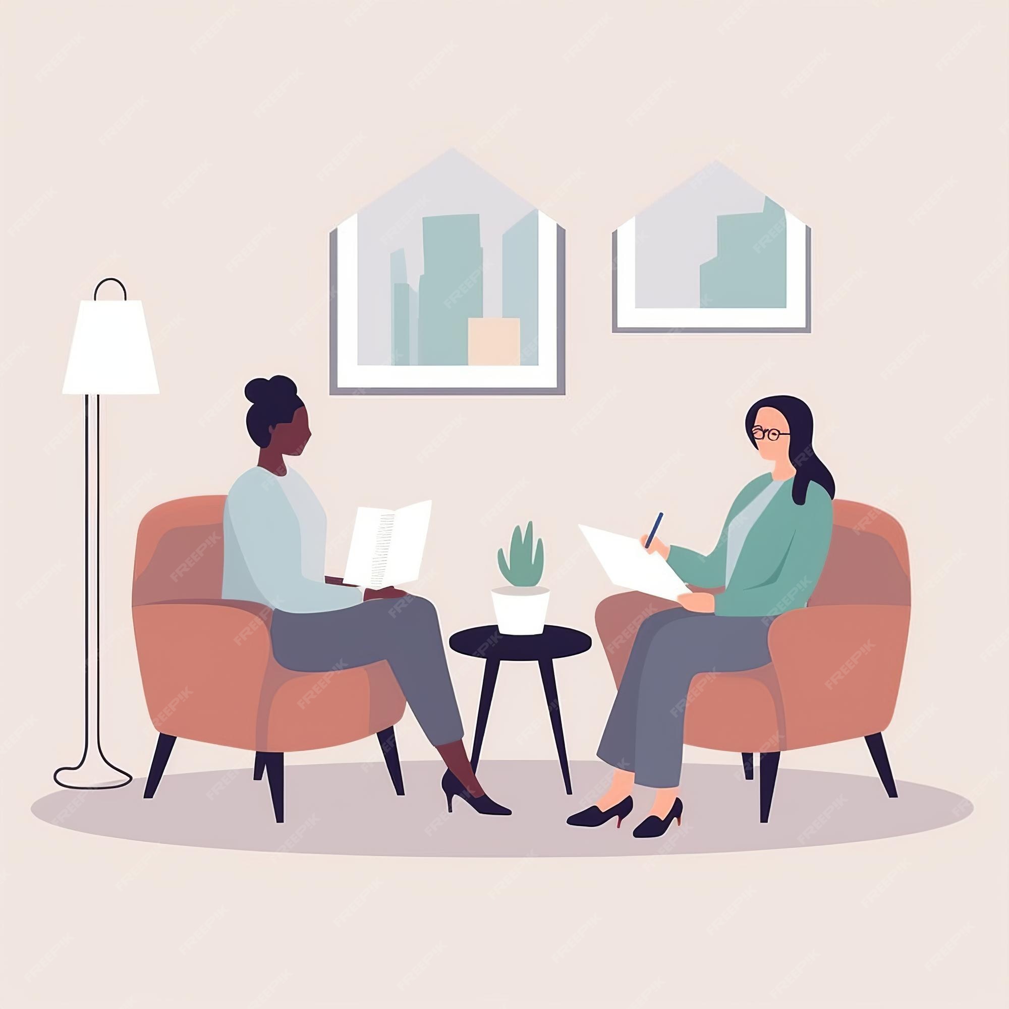 Premium AI Image Therapist and client in calming therapy session Premium AI Image Therapist and client in calming therapy session