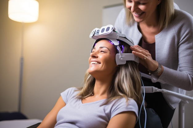 Therapist works with the patient on cognitive rehabilitation