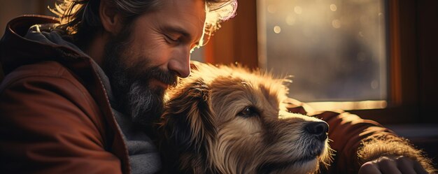 Photo therapy dog comforting a distressed wallpaper