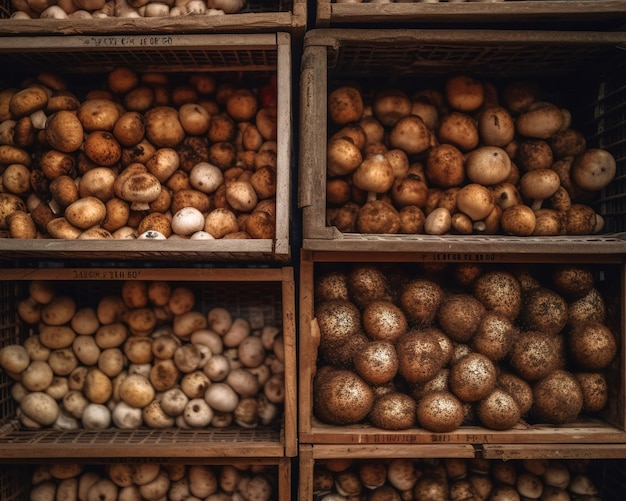 There are all kinds of fresh mushrooms in the vegetable basket