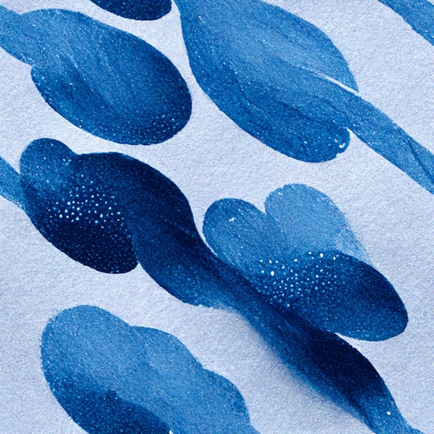 There are blue flowers painted on a white paper with watercolor generative ai