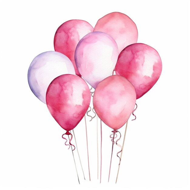 there are a bunch of balloons that are pink and purple generative ai