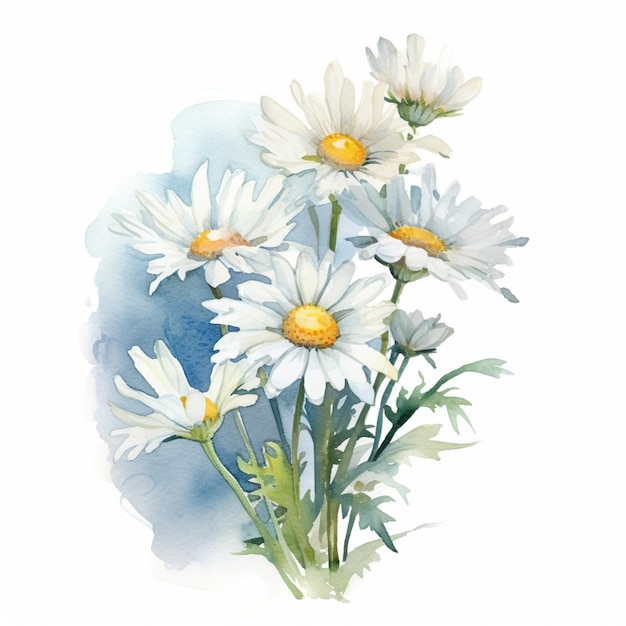 There are a bunch of daisies that are on a white surface generative ai