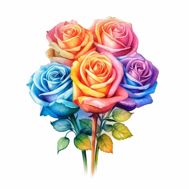 There are a bunch of roses that are painted in different colors generative ai