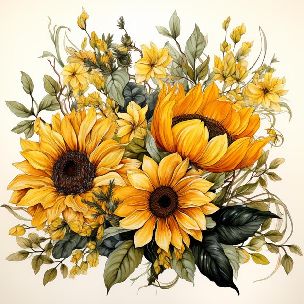 There are a bunch of sunflowers that are in a vase generative ai