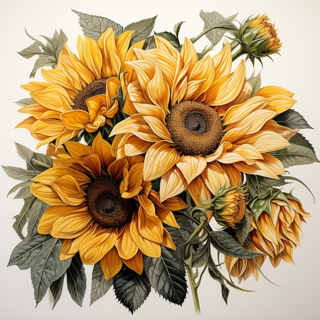 There are a bunch of sunflowers that are in a vase generative ai