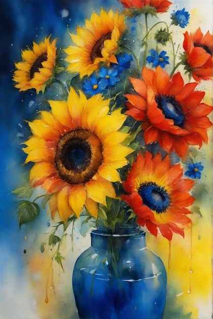 There are a bunch of sunflowers that are in a vase