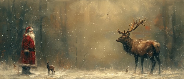 There are deer and Santa Claus